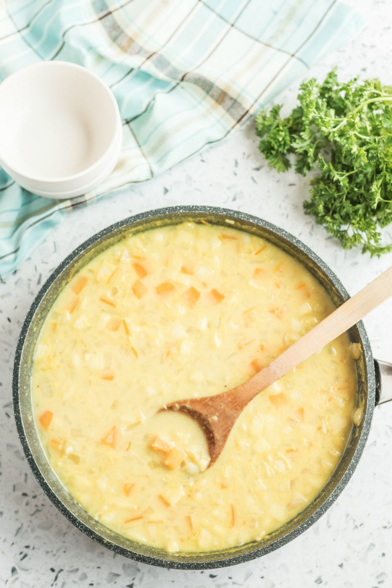 butternut squash soup cooking in pot