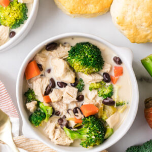 bowl of chicken broccoli soup