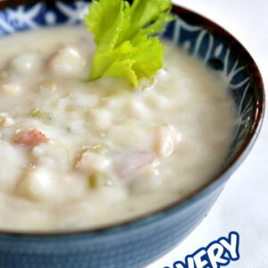 pinterest image for clam chowder