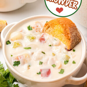 pinterest image for clam chowder