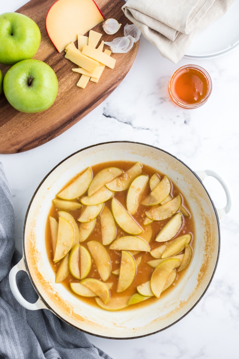 apples cooking in skillet