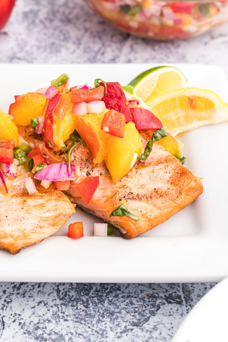 grilled salmon with nectarine salsa