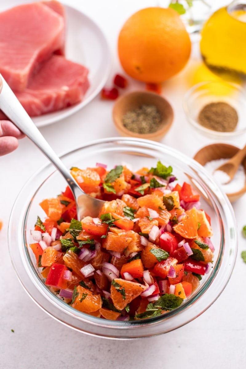 citrus salsa in a bowl