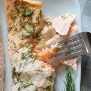 pinterest image for lemon dill salmon