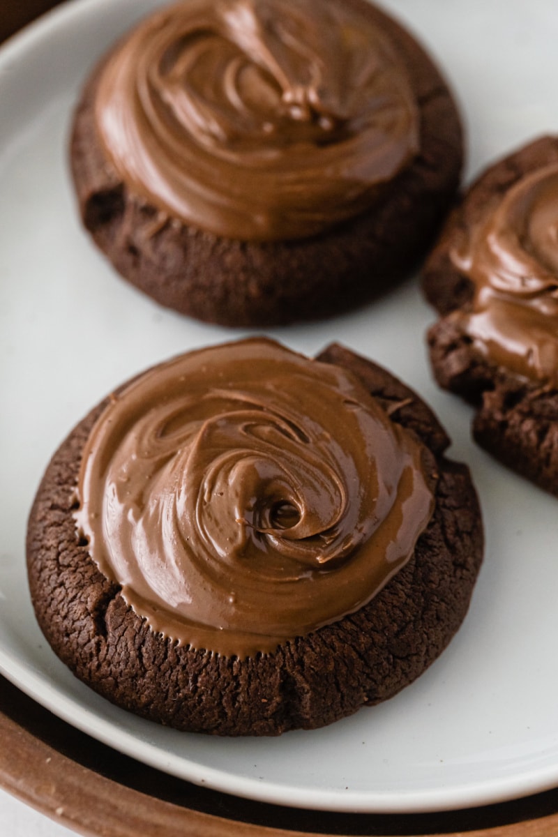 nutella thumbprint cookies on plate