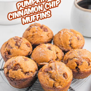 pinterest image for pumpkin cinnamon chip muffins