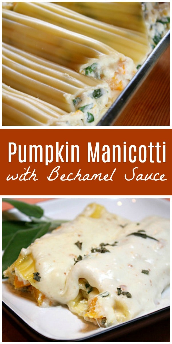 pumpkin manicotti with bechamel sauce