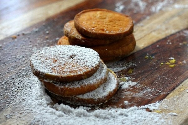 stacks of pumpkin shortbread cookies