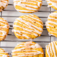 pumpkin shortbread cookies on a cooling rack