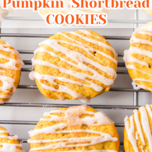 pinterest image for pumpkin shortbread cookies