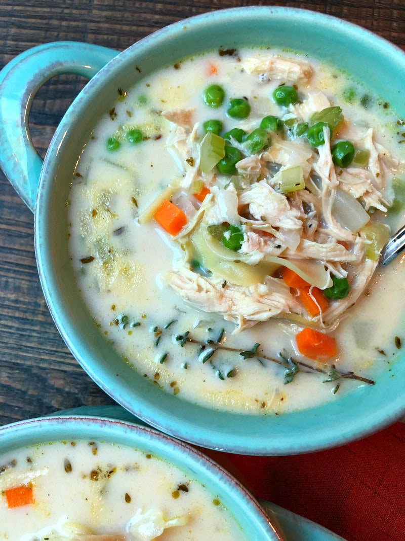 Bowl of Roasted Chicken Noodle Soup