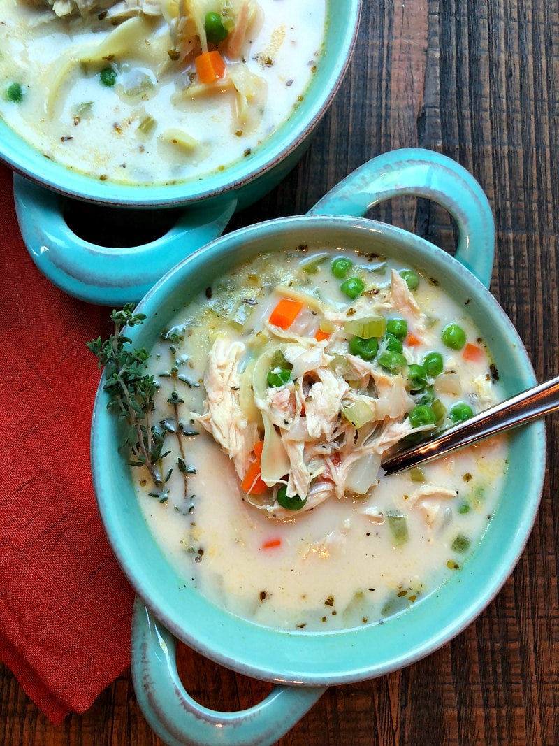 Bowls of Roasted Chicken Noodle Soup