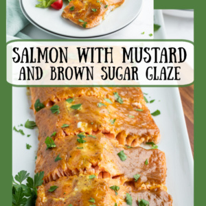 pinterest collage image for salmon with mustard and brown sugar glaze