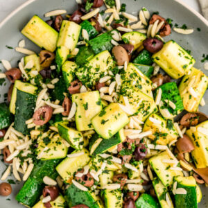 sauteed zucchini with almonds and olives