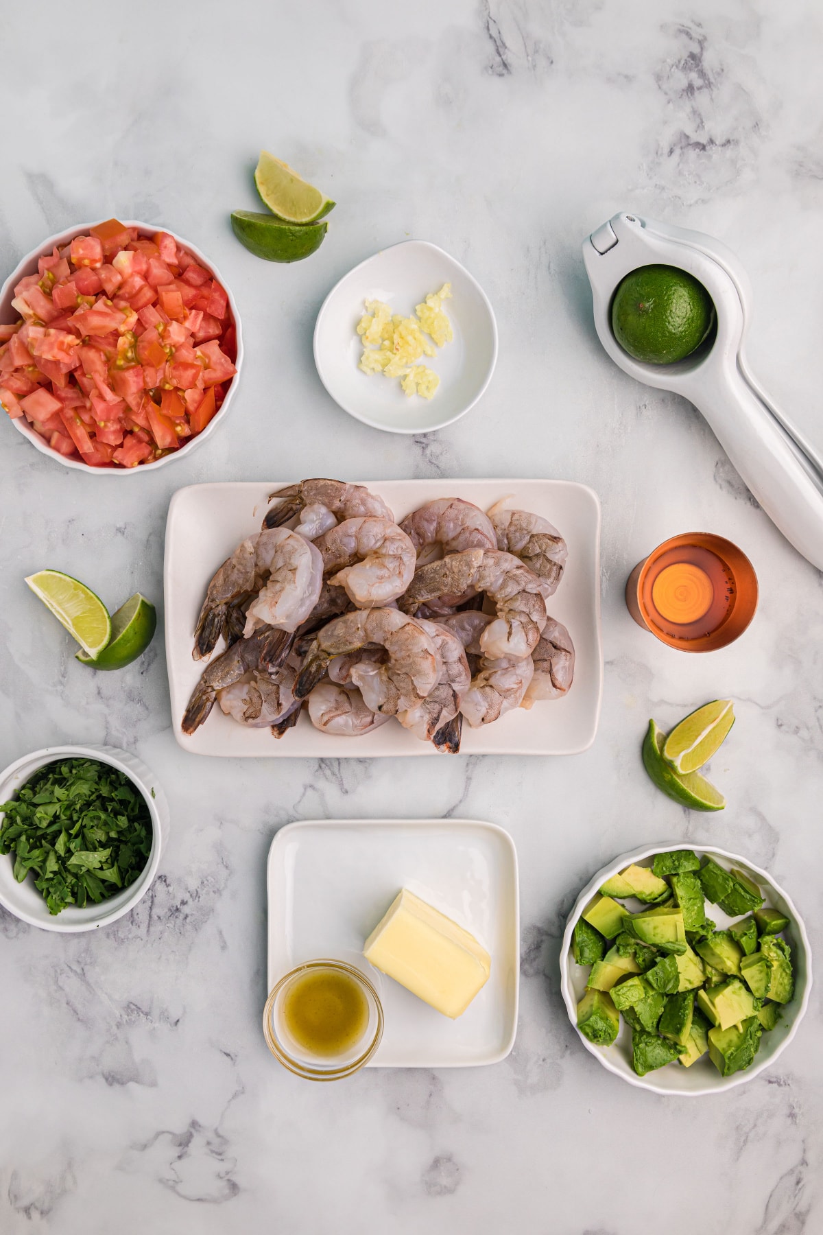 ingredients displayed for making shrimp mezcal