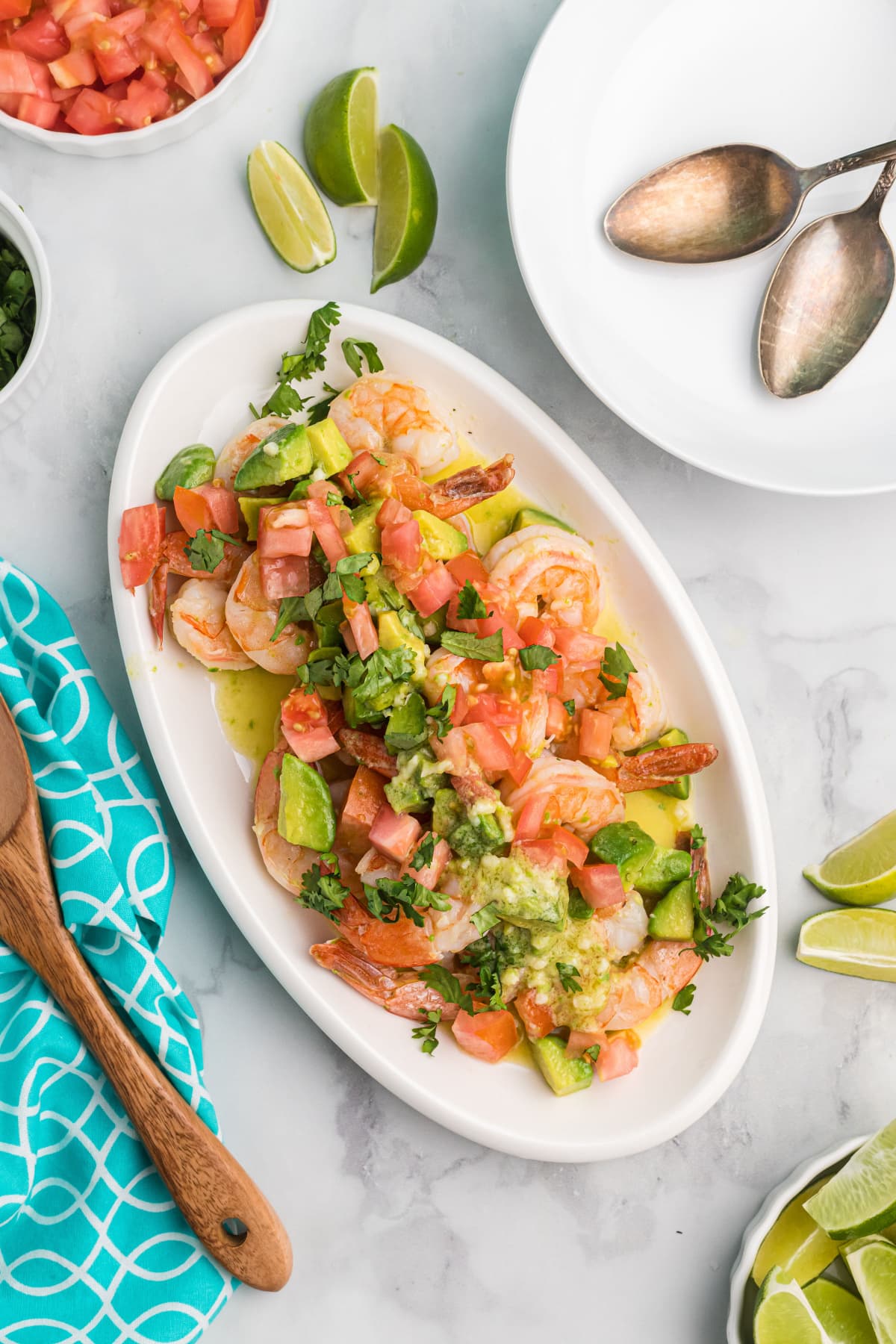 shrimp mezcal on serving platter