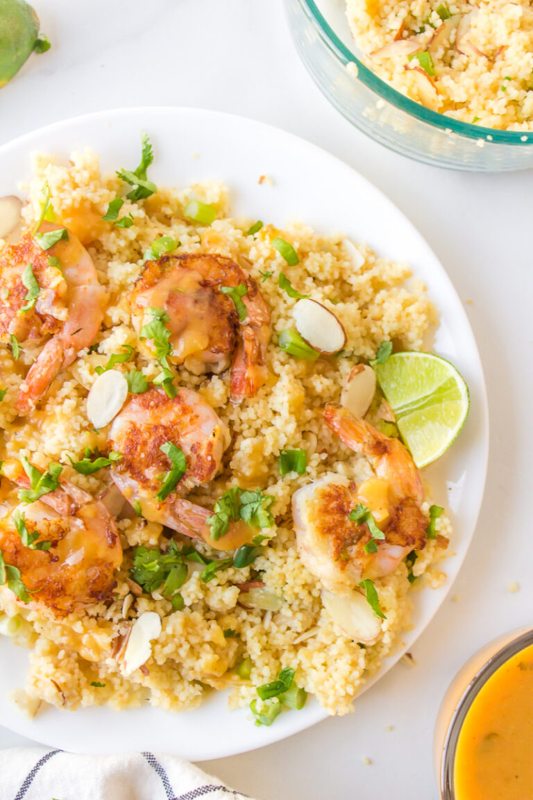 Shrimp with Couscous and Ginger Orange Sauce