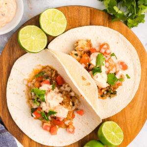 two snapper tacos on board