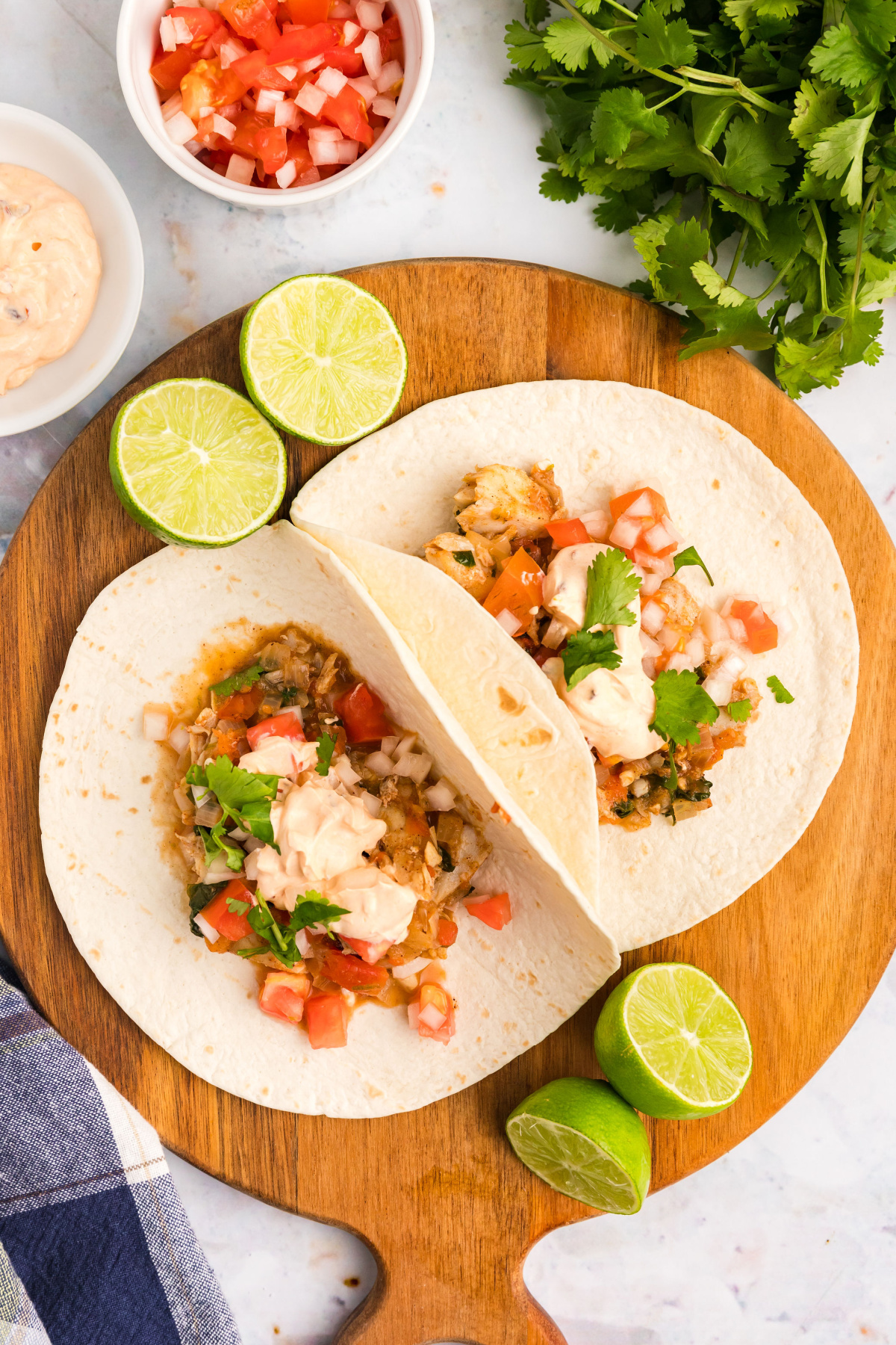 two snapper tacos on board