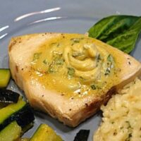 Swordfish with Mustard Basil Butter