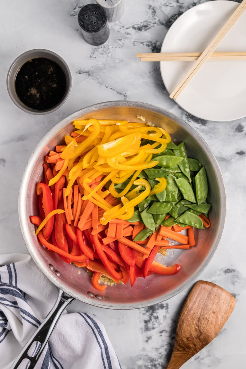 veggies cooking in a skillet