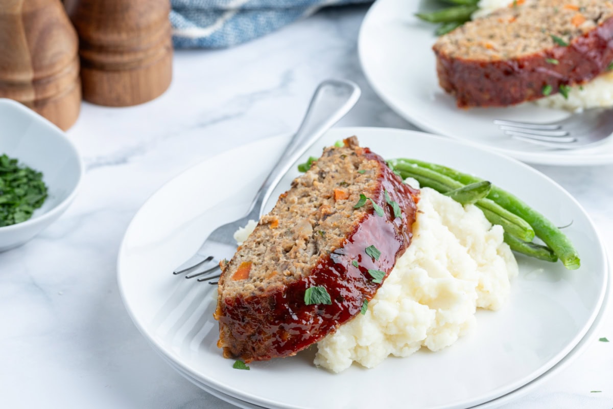 Ground turkey meatloaf dinner with sides