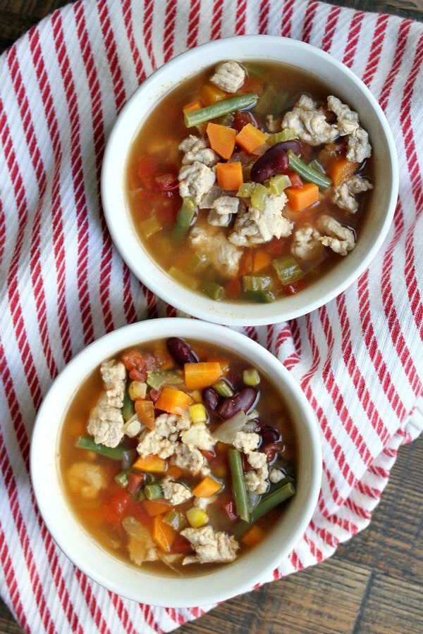 Bowls of Turkey Vegetable Soup 
