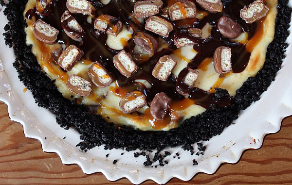 half of a twix cheesecake pie