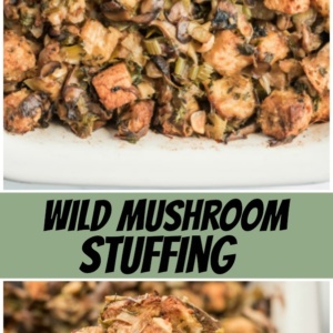 pinterest collage image for wild mushroom stuffing