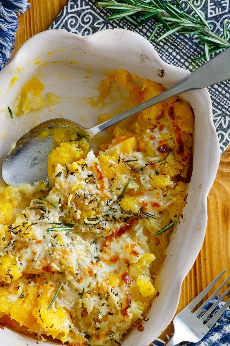 Dishing out Roasted Butternut Squash Gratin with Rosemary