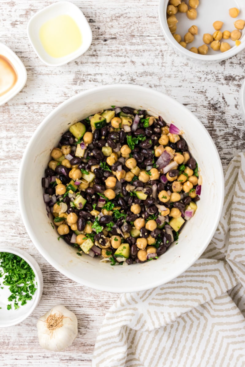 two bean salad in a bowl