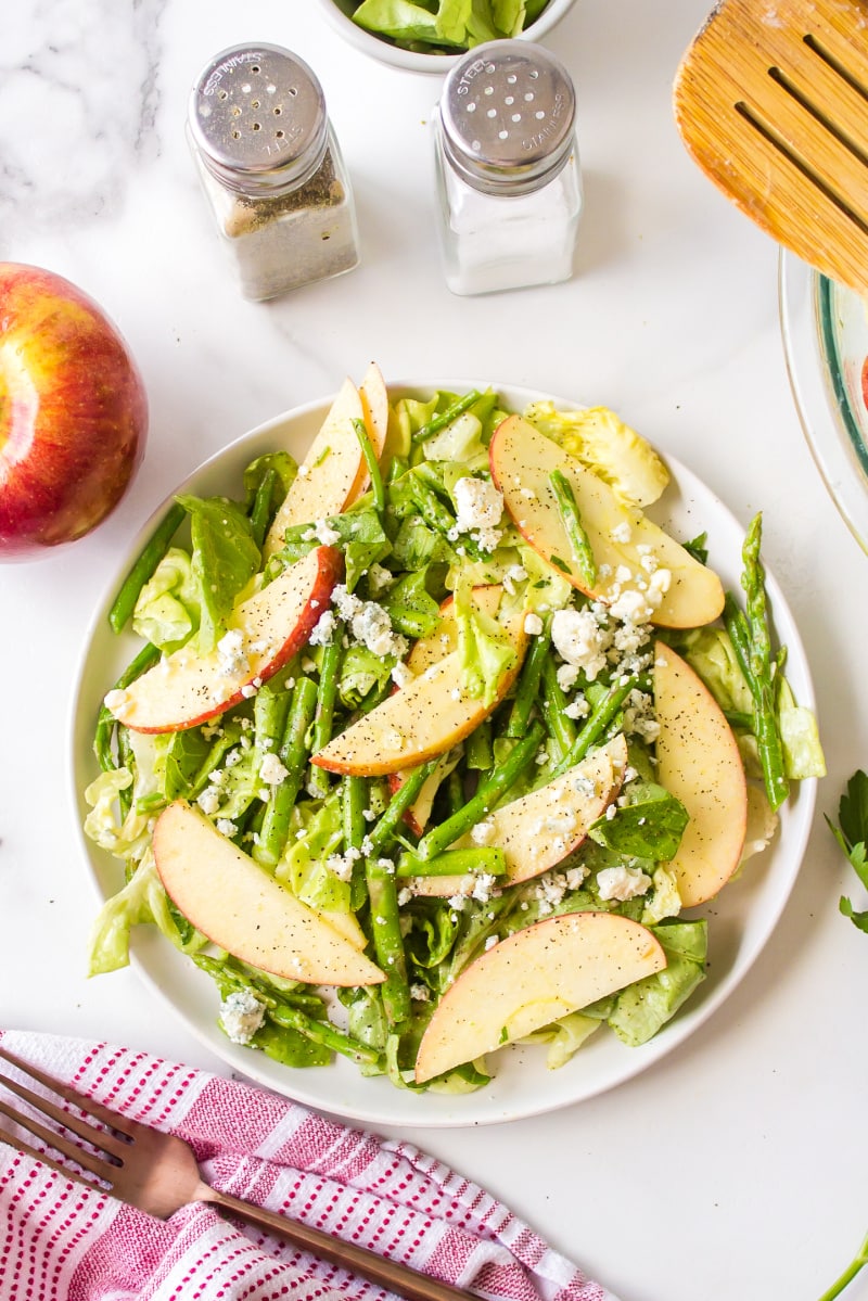 asparagus apple salad in a bowl