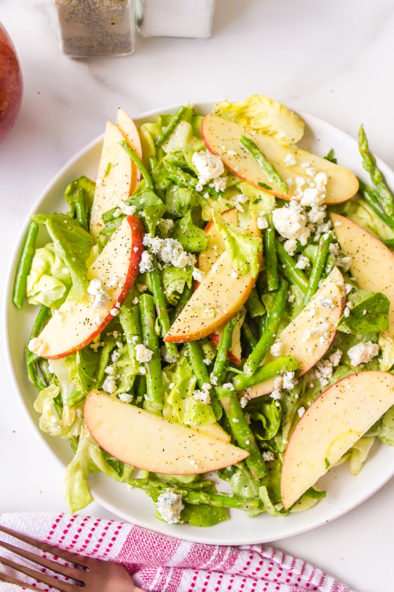 asparagus apple salad in a bowl