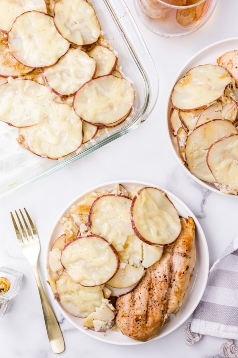 serving of scalloped potatoes on plate