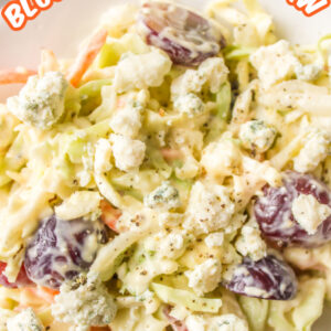 pinterest image for blue cheese cole slaw