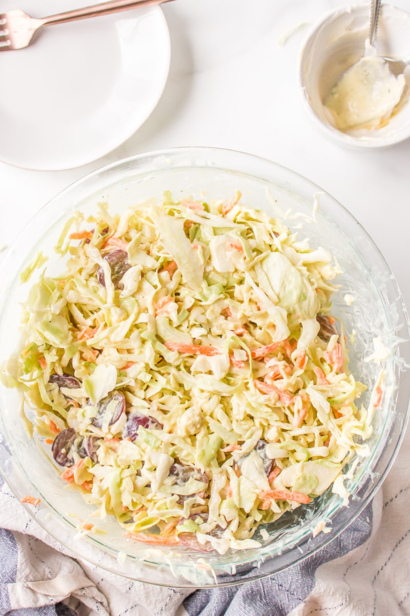 blue cheese cole slaw in a bowl