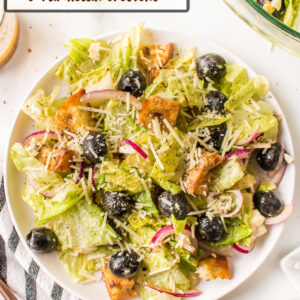 pinterest image for caesar salad with balsamic dressing
