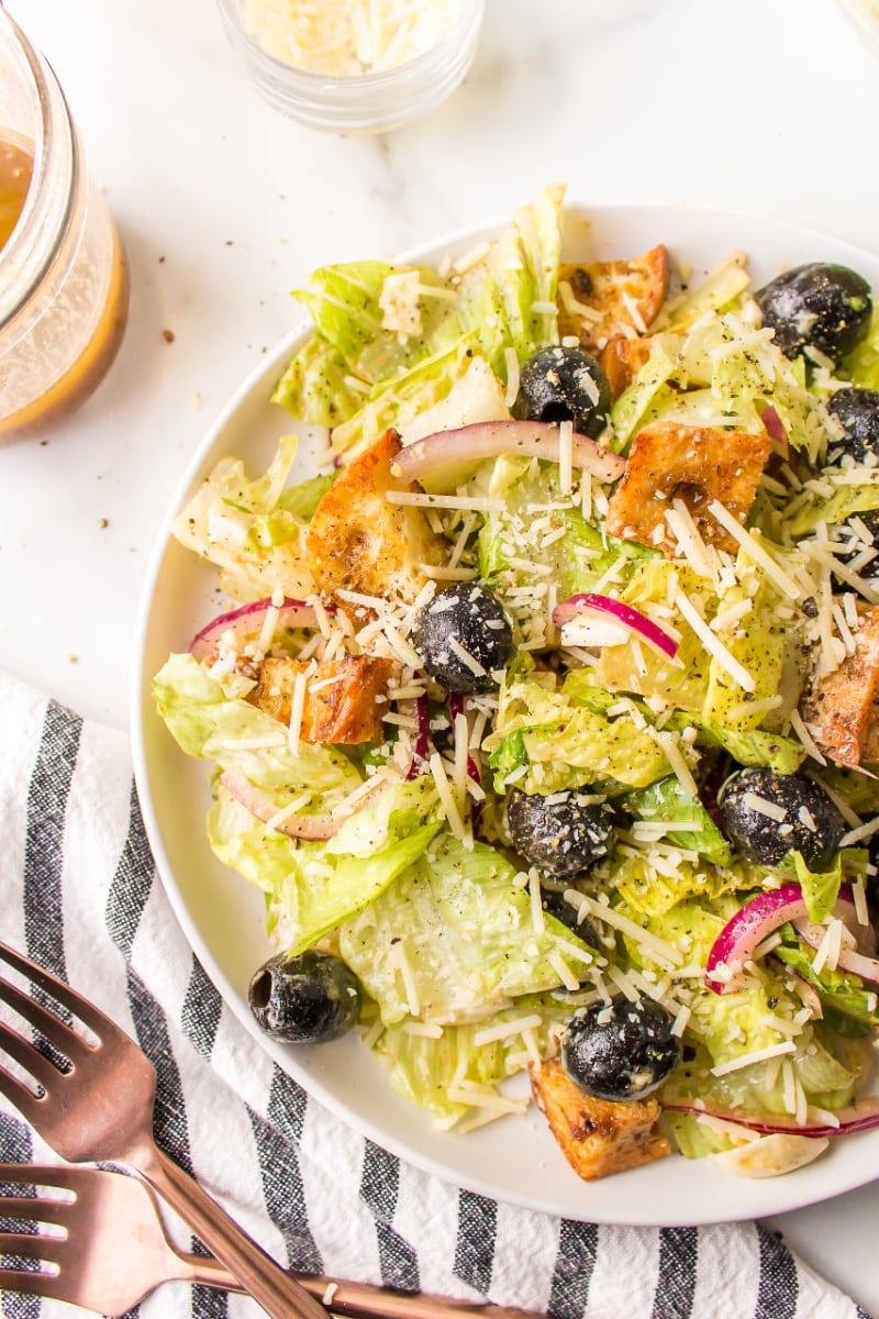 half view of plate of caesar salad