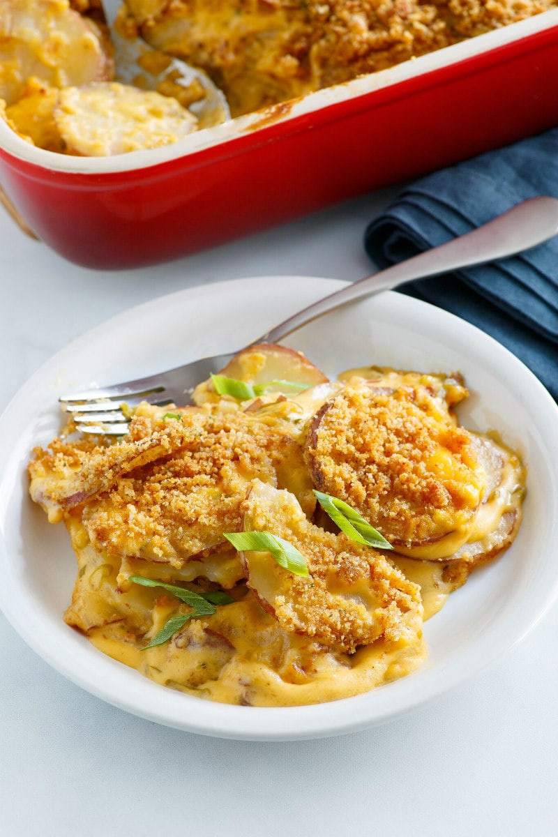 Serving of Cheesy Scalloped Potatoes