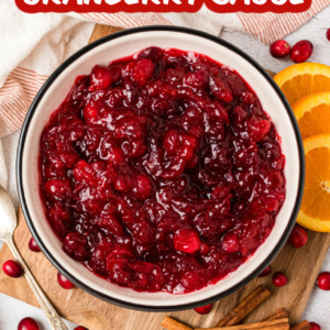 pinterest image for cinnamon cranberry sauce