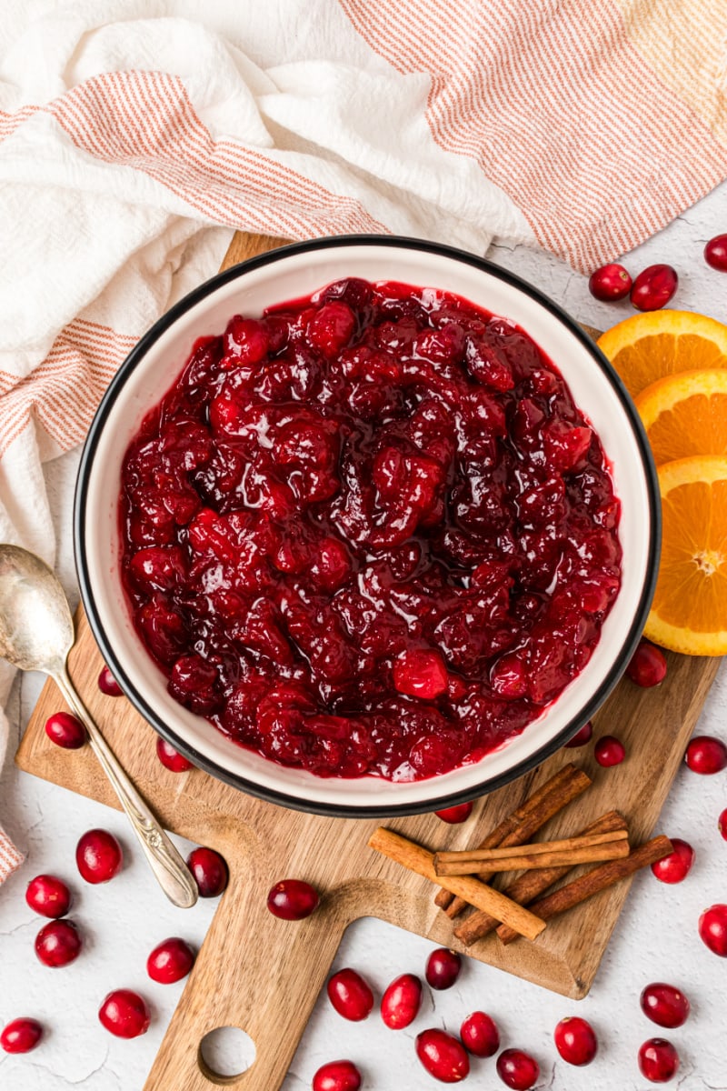 bowl of cinnamon cranberry sauce