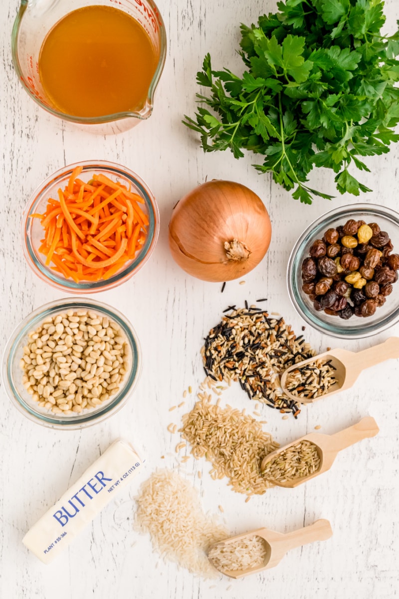 ingredients displayed for making confetti rice