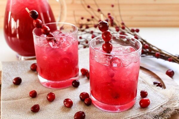 two glasses of cranberry sipper