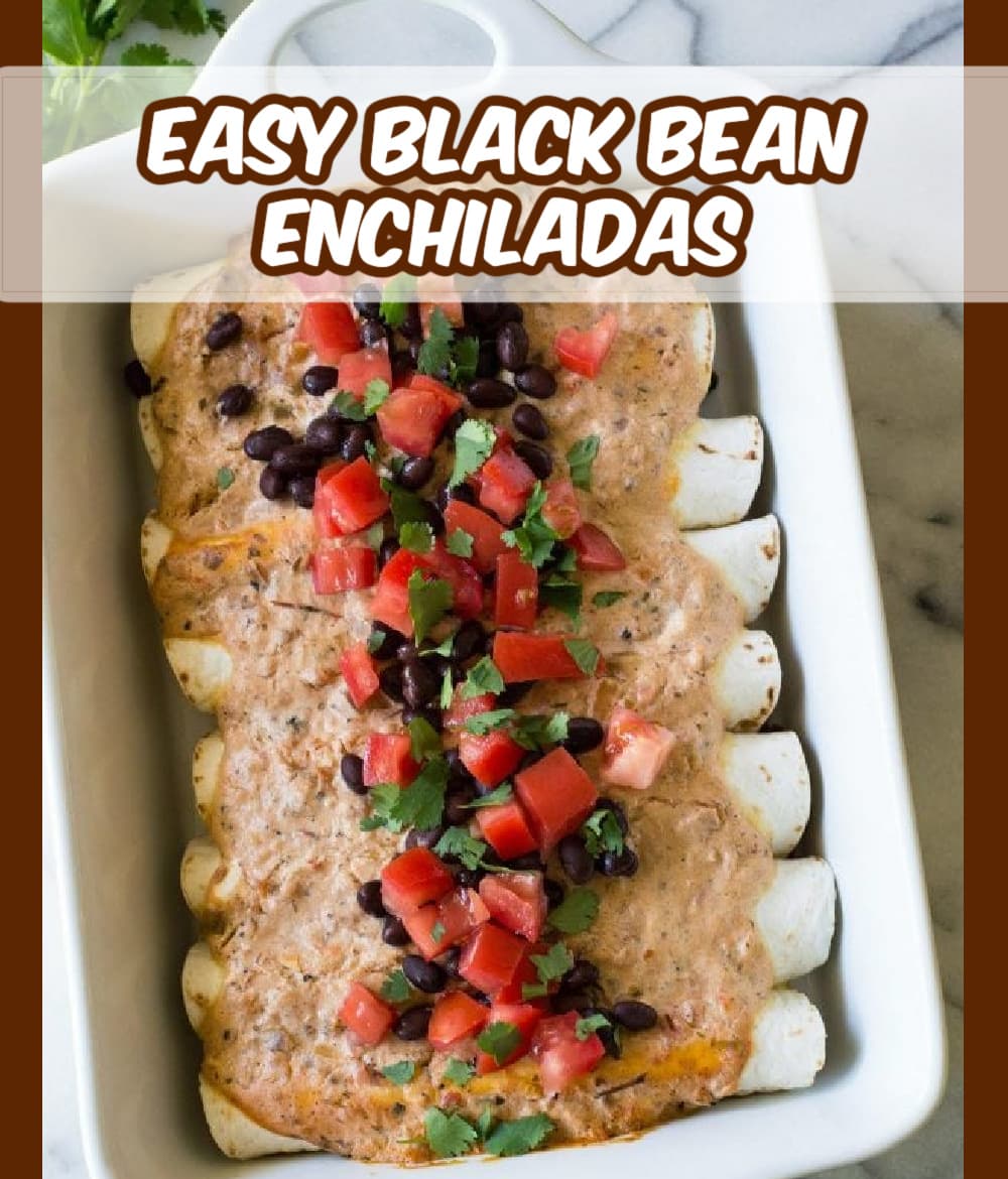 pinterest image for easy black bean enchiladas
