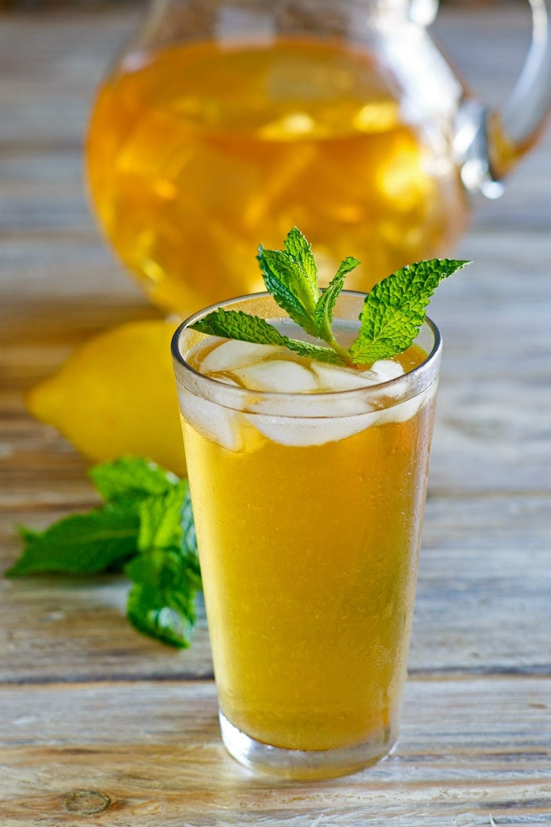 Sweet Summer Iced Tea garnished with fresh mint