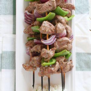 pinterest image for lamb souvlaki