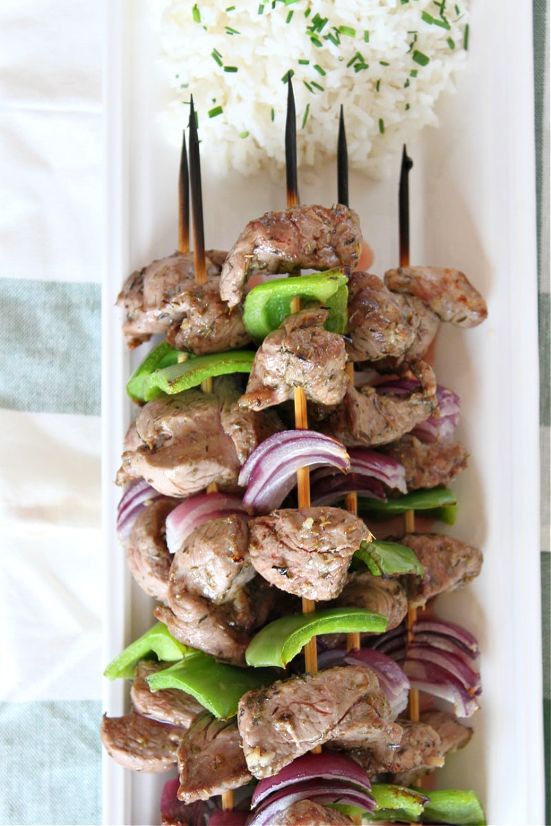 skewers of lamb souvlaki