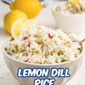 pinterest image for lemon dill rice