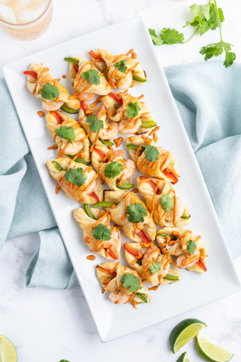platter of shrimp puff pastry appetizers