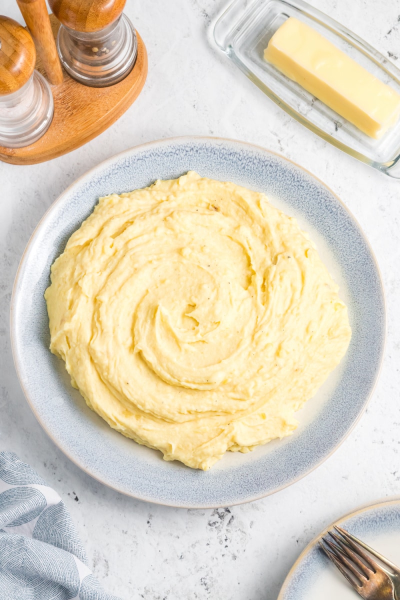 mustard mashed potatoes in a bowl